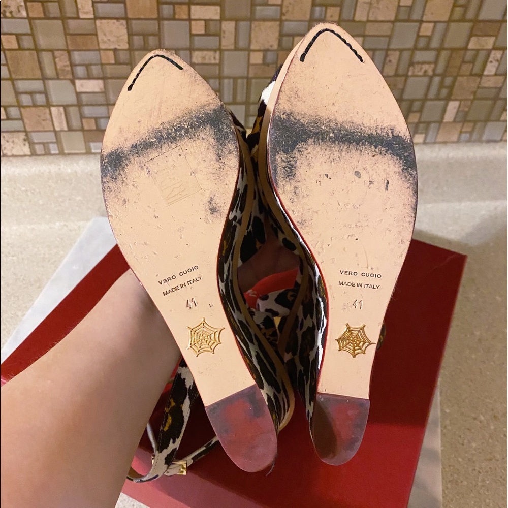 Authentic Charlotte Olympia STUNNING Miranda Bow Platform Leopard Wedges - Picture 10 of 12